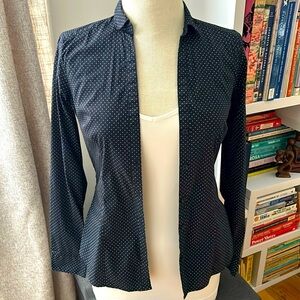 Polka dot black and white button down